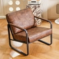 thumbnail image 1 of Mid-Century Accent Chair PU Leather Armchair, Retro Accent Chair with Metal Frame Sofa Chair Lounge for Living Room， Brown, 1 of 7