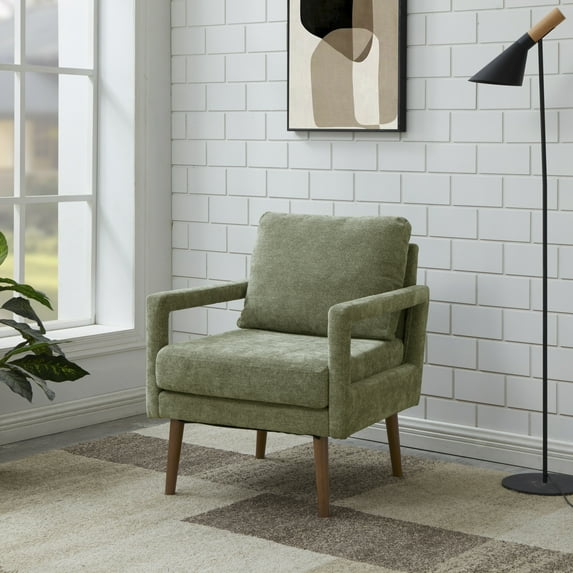 Accent Chair, Armchair with Chenille Armrest & Soft Cushion, Accent Chairs for Bedroom,Apartment,Studio,Office,Waiting Room, Green