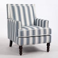 thumbnail image 1 of Mid-Century Accent Chair, Vintage Blue Striped Linen Armchair for Living Room, Upholstered Lounge Reading Chairs for Bedroom, Single Sofa Chair with Nailhead Trim & Wood Legs (Blue Striped), 1 of 9
