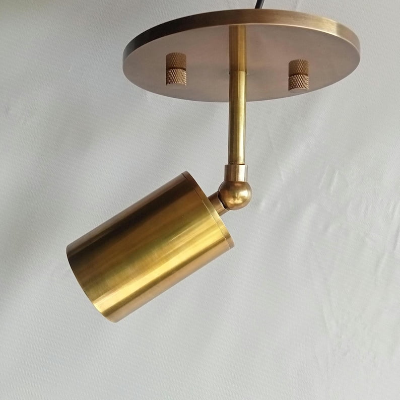 Mid Century Antique Raw Brass Ceiling Spot Light | Directional Lighting | Spotlight | Modern Light