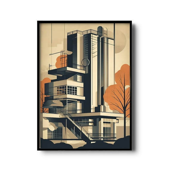 Mid Century Architecture Wall Art Bauhaus Architecture Print Bauhaus