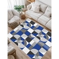thumbnail image 1 of Mid Century Area Rug for Bedroom 5x7 Ft Navy Blue Grey Abstract Retro Geometric Modern Super Soft fuzzy Throw Rug Non-Slip Fluffy Plush Indoor Floor Carpet for Living Room Nursery Home Decor, 1 of 8