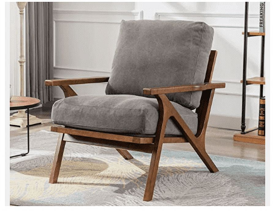 Mid Century Arm Chair Upholstered Accent Armchair with Wood Frame