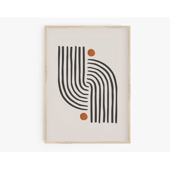 Mid Century Art, Geometric Print, Black Beige Terracotta Wall Art, Abstract Rainbow Print, Minimalist Poster Print Wall Art, Modern Wall Decor, 16x24 UNFRAMED