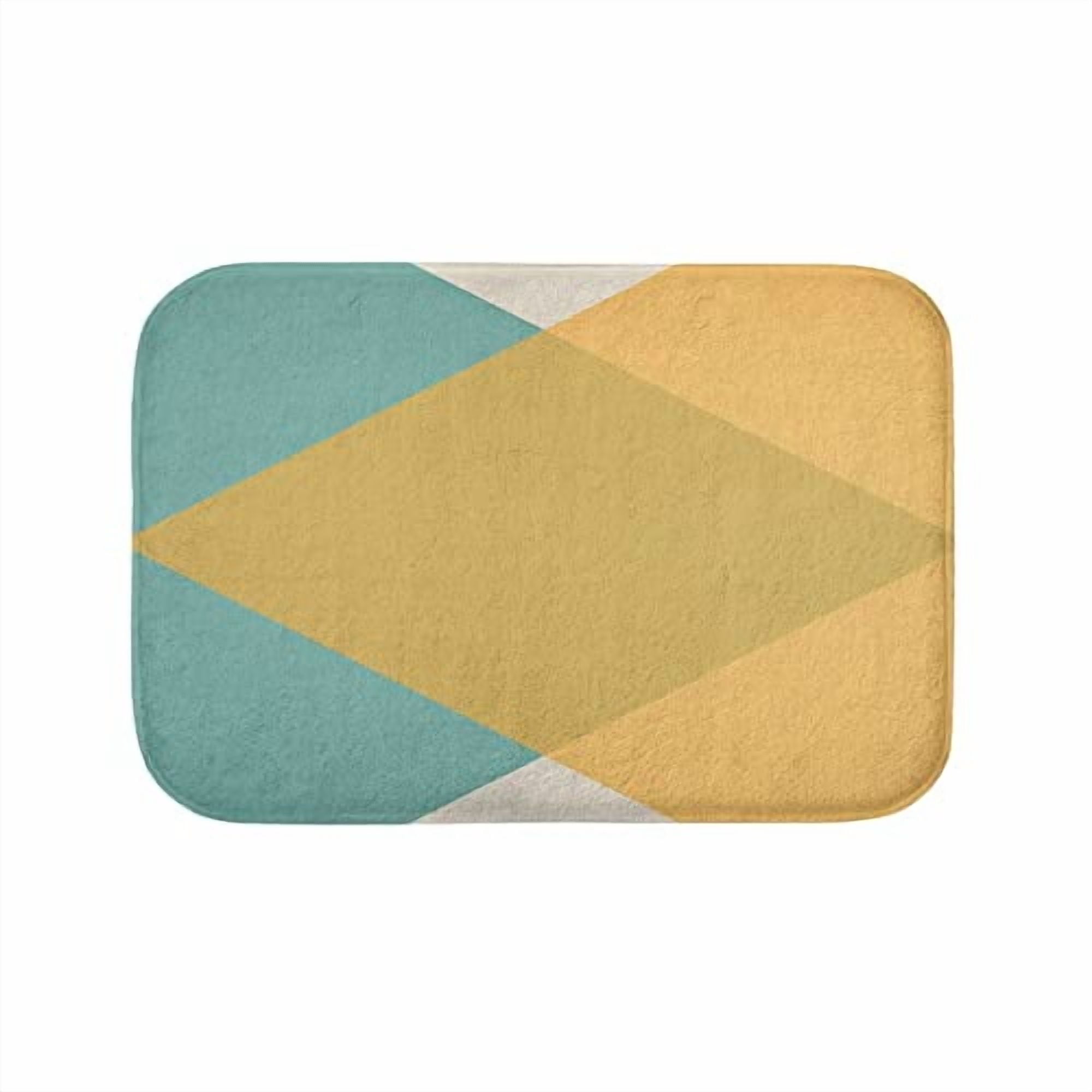 Mid Century Bath Mat Bathroom Mats Yellow Blue Abstract Color Geometric ...