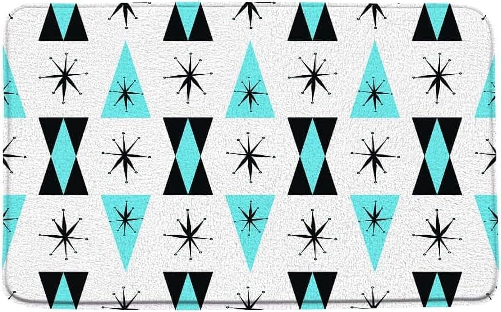 Mid Century Bath Mat Modern Absctract Geometric Starbursts Retro Atomic ...
