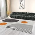 thumbnail image 1 of Mid Century Black And Orange Line Area Rugs, Boho Geometric Sunset Easy Clean Rug, Soft Non-Skid Carpet Throw Rug For Kids Bedroom Living Room Bathroom Classroom Office 5x6ft, 1 of 6