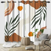 Mid Century Blackout Curtains, Abstract Boho Sun Window Curtain For Living Room Terracotta And White Window Curtains Room Darkening Drapes With Grommets 53"W x 63"L (Pack of 2)