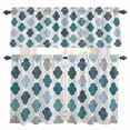 thumbnail image 1 of Mid Century Bohemia Kitchen Curtains Valances and Tiers Set of 3 Abstract Boho Pattern Blue Green Teal Geometric Tier Curtains and Valance with Rod Pocket for Small Windows, 27.5"x36", 1 of 9