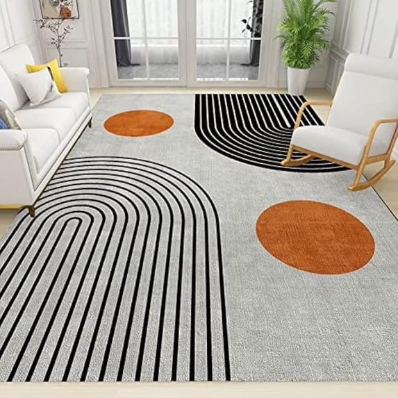 Mid-Century Bohemian Girls Room Rug, Nordic Repeating Geometric Sun Bedroom Area Rug, Non Slip Backing Washable Durable Throw Mat For Living Room Entryway Office Floor Nursery 2x3ft