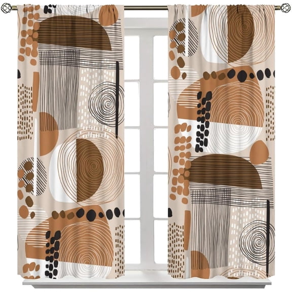 Mid Century Boho Arch Blackout Curtains,Geometric Minimalist Bohemian Tropical Leaves with Moon Phases Long Rainbow Earth Tones Drapes for Living Room Dining Room Bedroom 42"W x 84"L (Pack of 2)