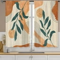 thumbnail image 1 of Mid Century Boho Kitchen Curtains 27.5W X 39L Inch 2 Panels Rod Pocket Geometric Modern Bohemian Arch Leaves Abstract Small Short Cafe Tier Curtain Window Drapes Treatment Home Decoration, 1 of 6