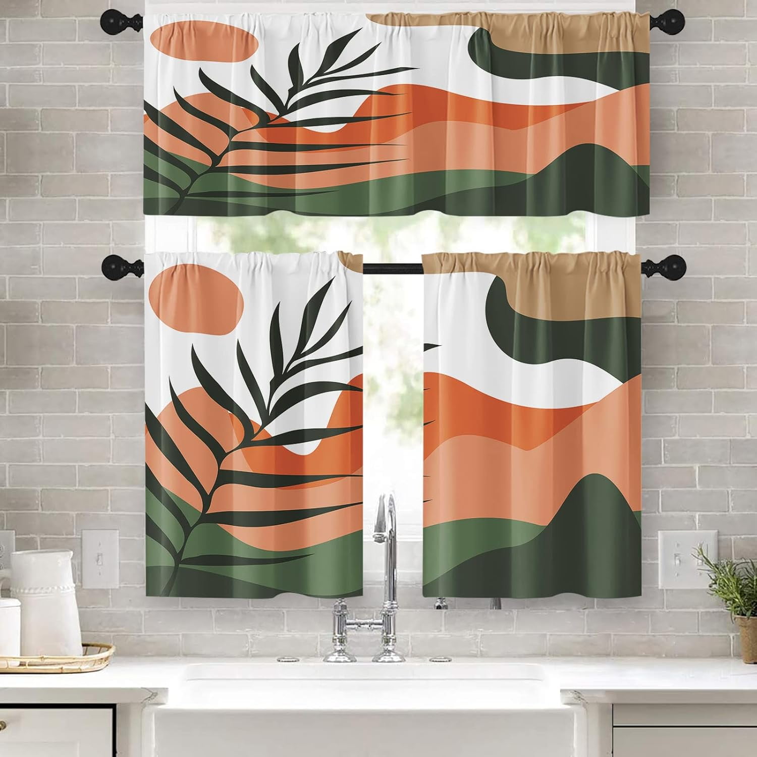 Mid Century Boho Kitchen Curtains Minimalist Window Curtains and ...