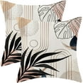 thumbnail image 1 of Mid Century Boho Pillow Covers 18x18 Set of 2, Modern Tropical Leaf Outdoor Decorations Throw Pillow Covers Bohemian Farmhouse Decorative Linen Cushion Case for Couch Sofa Home, 1 of 6