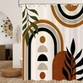 thumbnail image 1 of Mid Century Boho Shower Curtain, Terracotta Abstract Modern Sun Minimalist Aesthetic Arch Curve Leaves Geometric Bathroom Curtain Waterproof Fabric Machine Washable with Hooks, 84" Wx72 L, 1 of 6