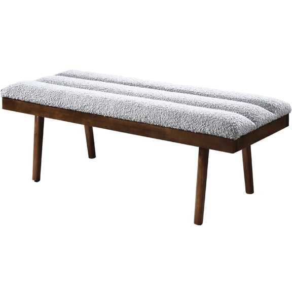 Mid - Century Boucle Decorative Bench | For Patio Decor | With Teddy Boucle and Solid Wood Structure | Simple to Put Together
