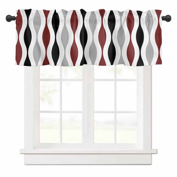 Mid Century Burgundy Red Ripple Curtain Valances,Small Window Treatment for Kitchen Living Room Bathroom Bedroom,42" x 18"