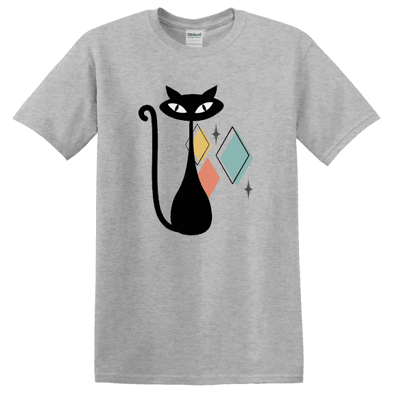 Mid Century Cat Atomic Retro Graphic T-Shirt