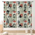 thumbnail image 1 of Mid Century Cat Curtains, Modern Abstract Atomic Geometric Print Lovely Black Kittey Retro 1950s 1960s Pastel Blackout Window Drapery Treatments for Living Room Bedroom Bathroom Kitchen, 84"x63" Inch, 1 of 5