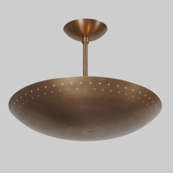 Aziz Crafts 12-Inch Art Deco 6-Light Raw Brass Flush Mount Fixture