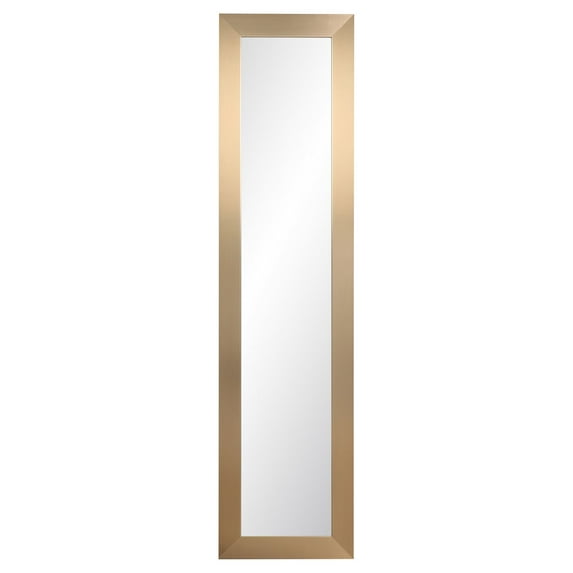 BrandtWorks BM62THINH-WH 3 in. Mid Century Champagne Slim Over the Door Mirror, Champagne Metal
