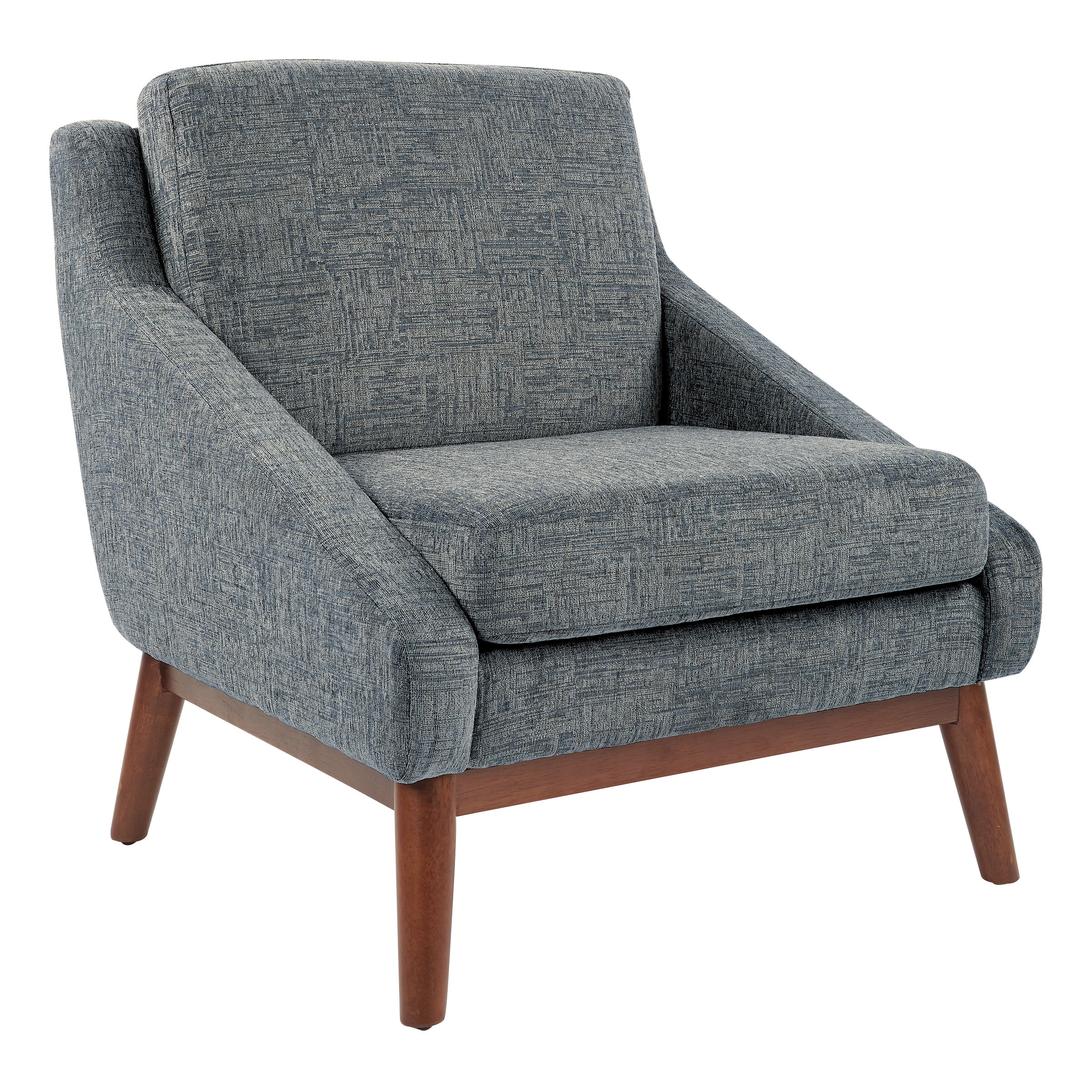 Mid-Century Navy Club Chair with Solid Wood Legs