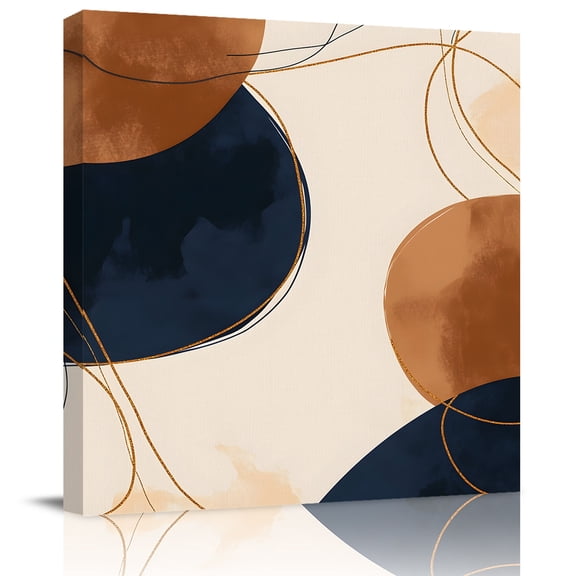 Mid Century Color Block Canvas Artwork Painting Art, Abstract Geometric Nordic Style Square Framed Wall Decorations Prints Picture for Bedroom Kitchen Living Room, 8x8 in
