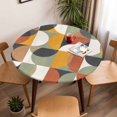 thumbnail image 1 of Mid Century Color Block Geometric Round Fitted Tablecloth with Elastic Edge,Waterproof Table Cloth Fits Tables Up to 45"-54",Wipeable Washable Table Cover for Indoor Outdoor,Colorful Nordic Style, 1 of 9