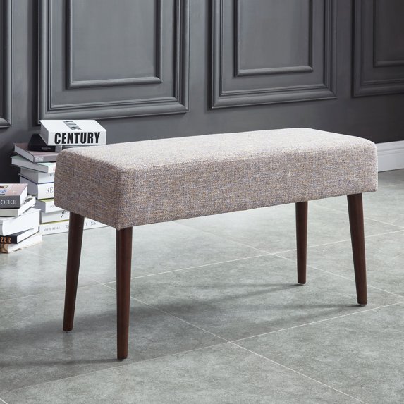 Mid Century Compact Upholstered Bench, Multiple Colors
