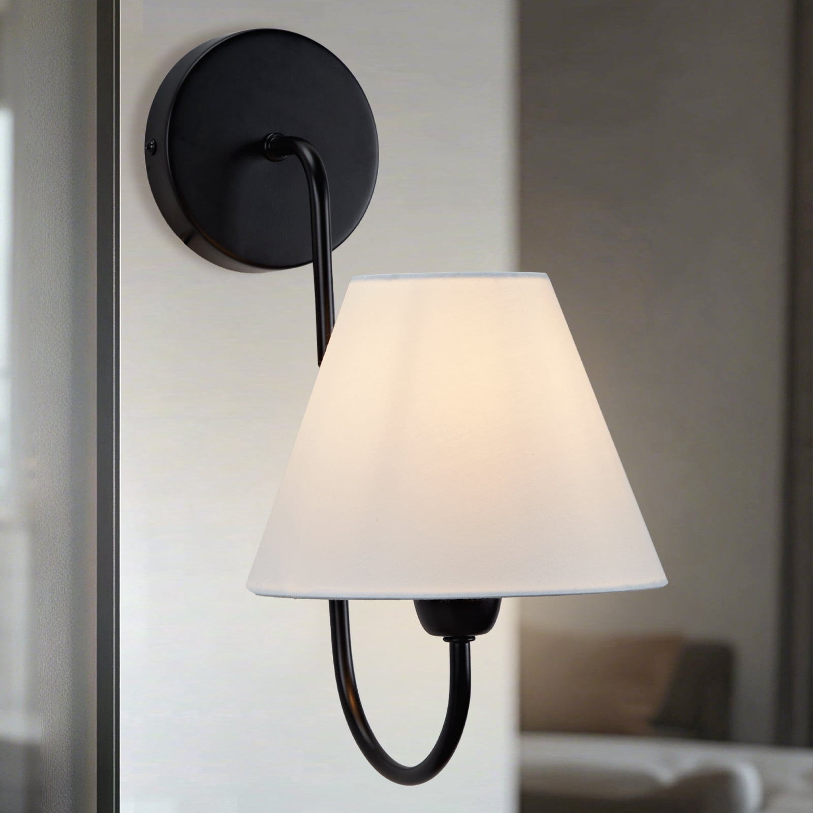 AUSTIN PIVOTING WALL SCONCE - ANTIQUE BRASS FINISH WITH LINEN SHADE – The Happy Lamp Company
