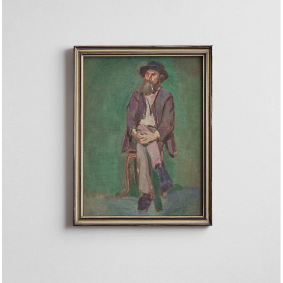 Mid Century Cowboy Portrait Western Frontier Decor Wall Art Unframed Paper Print