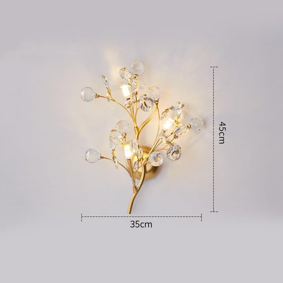 Mid Century Crystal Tree Branch Wall Sconce Modern Nordic Gold Hallway Wall Light Fixture Indoor Art Deco Wall Mounted Lamp Minimalist Bedroom Wall Lighting For Living Room Aisle Porch Bedside