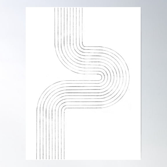 Mid Century Curved Lines 2 Poster Wall Art, Modern Wall Decor For Living Room Bedroom, 24x36 UNFRAMED