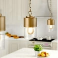 thumbnail image 1 of Uolfin Mid-Century Cylinder Kitchen Island Hanging Pendant Light 1-Light Brass Gold Modern Pendant Light with Clear Glass Shade, 1 of 4