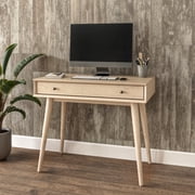Camaflexi Solid Pine Wood Mid Century Desk with 1 Drawer, Light Oak Finish