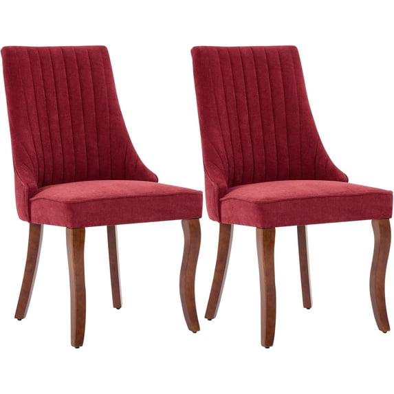 Mid Century Dining Chairs Dining Chairs Set of 2,Linen Tufted Kitchen Dining Room Chair with Solid Wood Legs, Fabric Upholstered Dining Chair