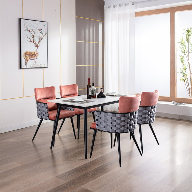 BFZ Mid-Century Dining Chairs Set of 4, Velvet Upholstered Kitchen