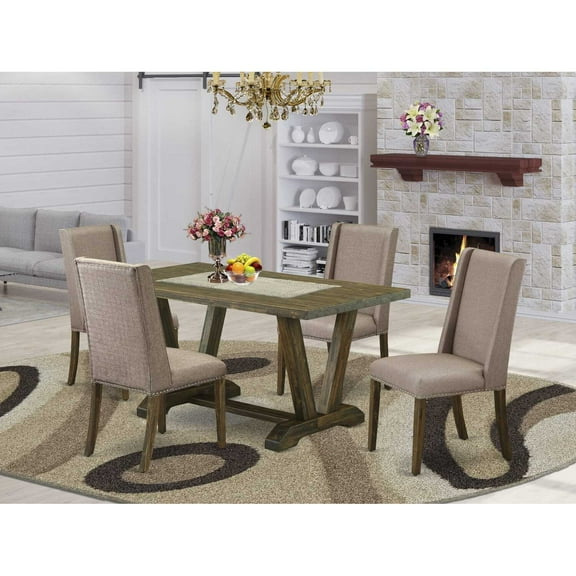 East West Furniture V776FL716-5 Mid Century Dining Table Set, Multi-Color - 5 Piece