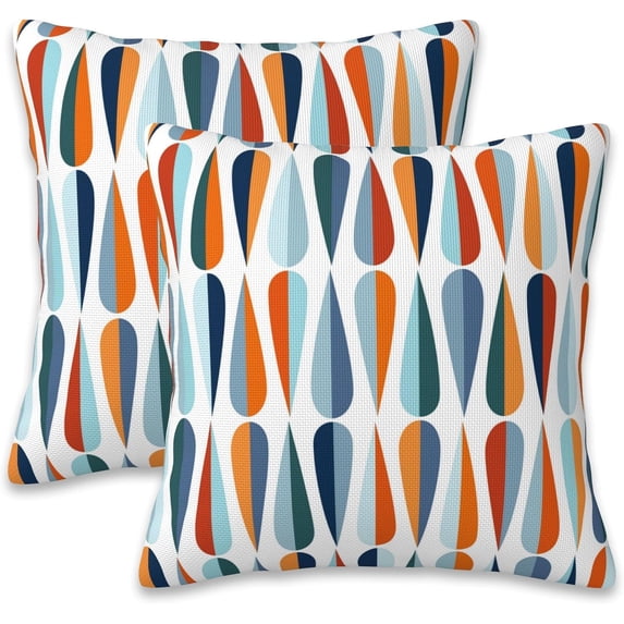 Mid-Century Drop Shapes Throw Pillow Cover Case Modern Retro Style Throw Pillows Set of 2 Super Soft Pillow Covers 18x18 Inches Farmhouse Home Decor for Living Room Bedroom Sofa Couch Cushion Cover