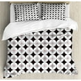 thumbnail image 1 of Mid Century Duvet Cover Set Queen Size, Retro Styled Atomic Composition with Vintage Diamond Line Pattern, Decorative 3 Piece Bedding Set with 2 Pillow Shams, Pale Grey Black Red, by Ambesonne, 1 of 3