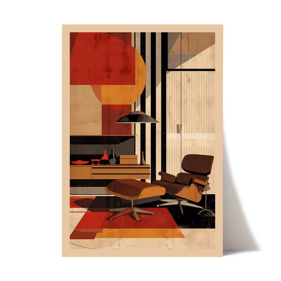Mid Century Eames Lounge Chair Print, Unframed Paper Poster 8x10in