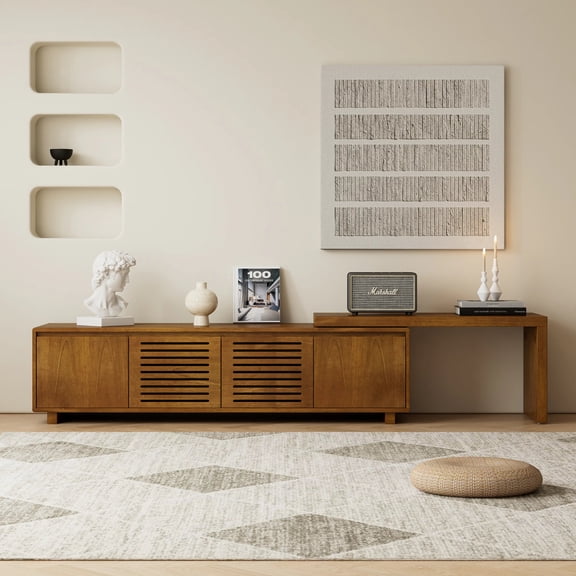 Mid Century Extendable TV Tvs Up To Media Console Cabinet Entertainment