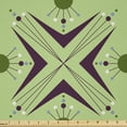 thumbnail image 1 of Mid Century Fabric by The Yard, Atomic Form Boomerang Details Dots and Crossed Lines, Decorative Satin Fabric for Home Textiles and Crafts, 2 Yards, Green Plum, by Ambesonne, 1 of 1