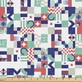 thumbnail image 1 of Ambesonne Mid Century Fabric by the Yard Upholstery, Pastel Funky Shapes, 10 Yards, Dark Purple Dark Coral, 1 of 4