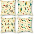 thumbnail image 1 of Mid Century Fifties Modern Pillow Cover Set of 4 18x18 Inch Retro Decorative Throw Pillow for Couch Sofa Bedroom Living Room Decor Yellow Vintage Cushion Covers Bring Back Classic Elegance, 1 of 6