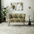 thumbnail image 1 of Mid-Century Floral Pattern Double Recliner Sofa with Metal Legs, Upholstered Couple Seat Sofa, Armless Sofa with Tufted Backrest for Living Room, Bedroom,Green, 1 of 9
