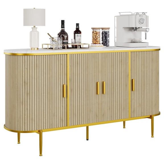 Mid-Century Fluted Bedside Nightstand, Single Drawer & Open Shelf Oak Tone MDF Side Table Ideal for Bedroom Nightstand Decor