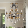 thumbnail image 1 of Mid-Century French Style 6-Light Crystal Chandelier in Matte Black and Antique Gold Finish For Versatile Interiors, 1 of 5