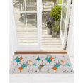 thumbnail image 1 of Mid Century Front Door Mat Boho Modern Geometric Teal Orange Star Welcome Doormat Indoor Outdoor Entrance Floor Mat Non-Slip Washable Runner Rug for Front Porch Decor 20x47 Inch, 1 of 6