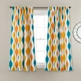 thumbnail image 1 of Mid Century Geo Light Filtering Window Curtain Panels Turquoise/Orange 52X63 Set, 1 of 11